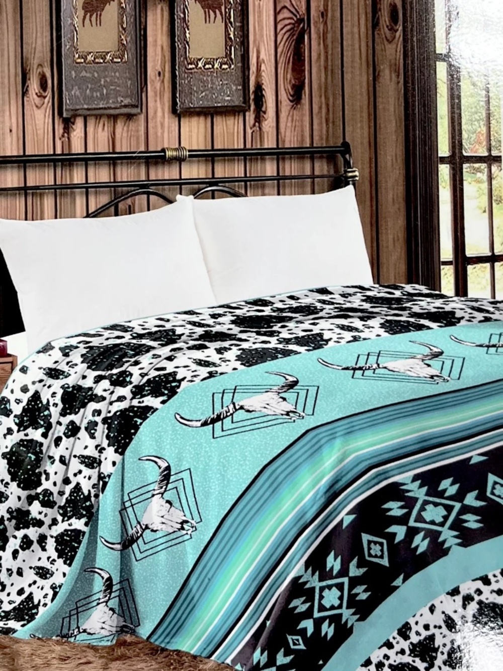 TURQUOISE SKULL MIA THIN THROW BLANKET TWIN SIZE